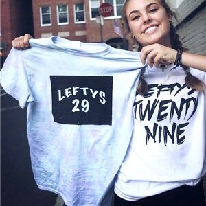 Leftys Twenty Nine t-shirt white and black tee shirt - band tee skate tee cotton